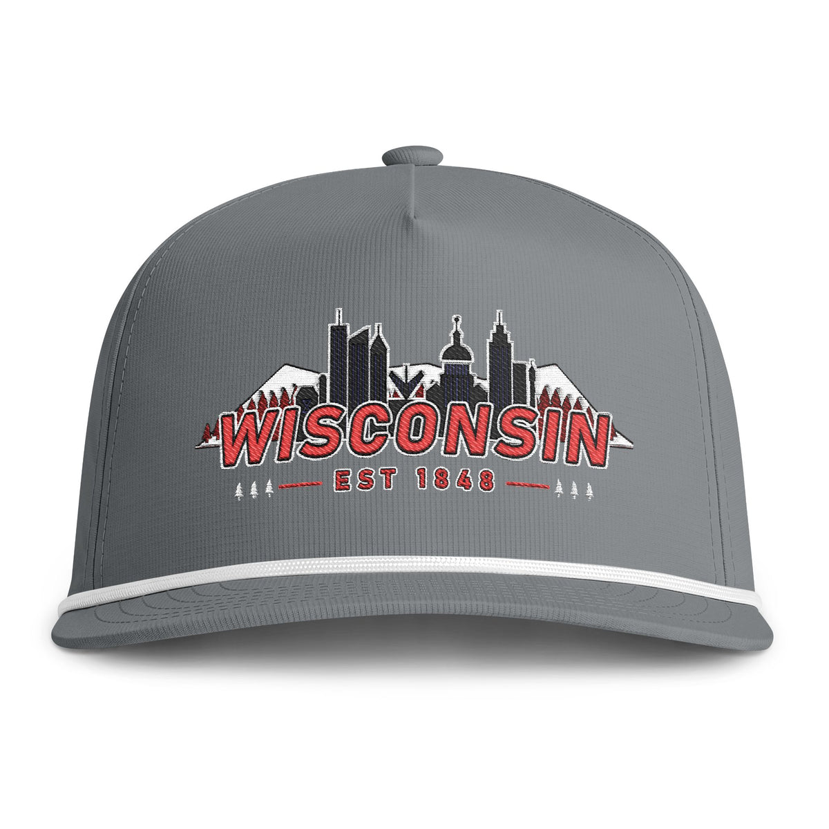 Wisconsin Skyline Rope Hat — Sunwashed State Pride Cap (Est. 1848)