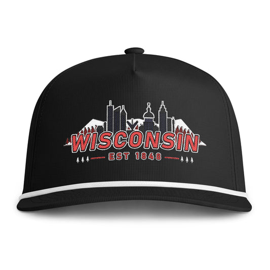Wisconsin Skyline Rope Hat — Sunwashed State Pride Cap (Est. 1848)