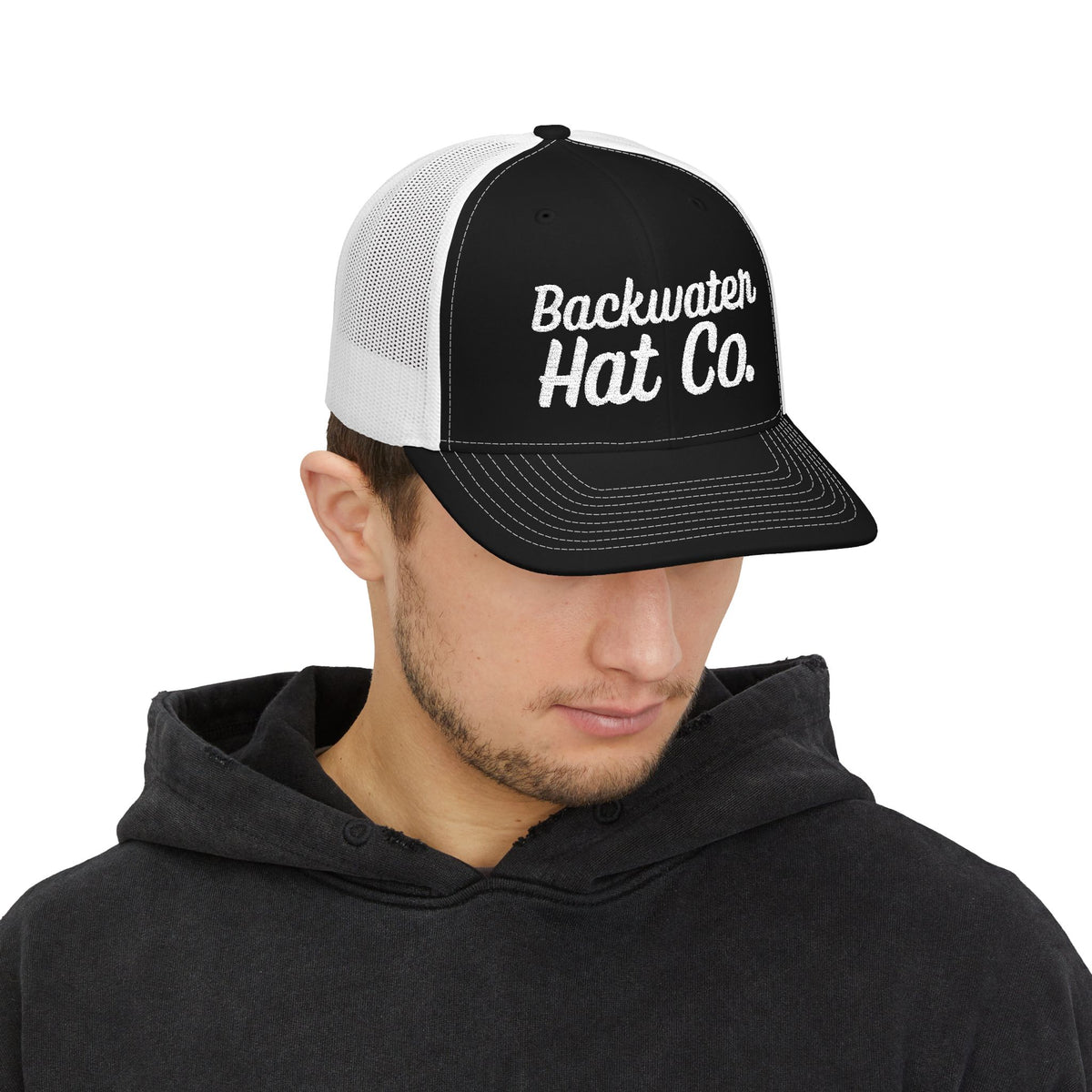 Backwater Hat Co. Snapback Trucker Cap Black